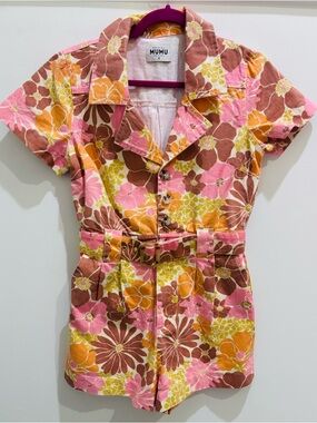 Show Me Your MuMu Floral Denim Romper